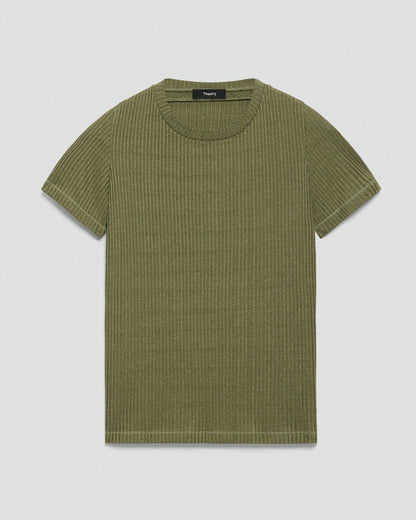 Shrunken Crewneck Tee in Ribbed Cotton-Blend
