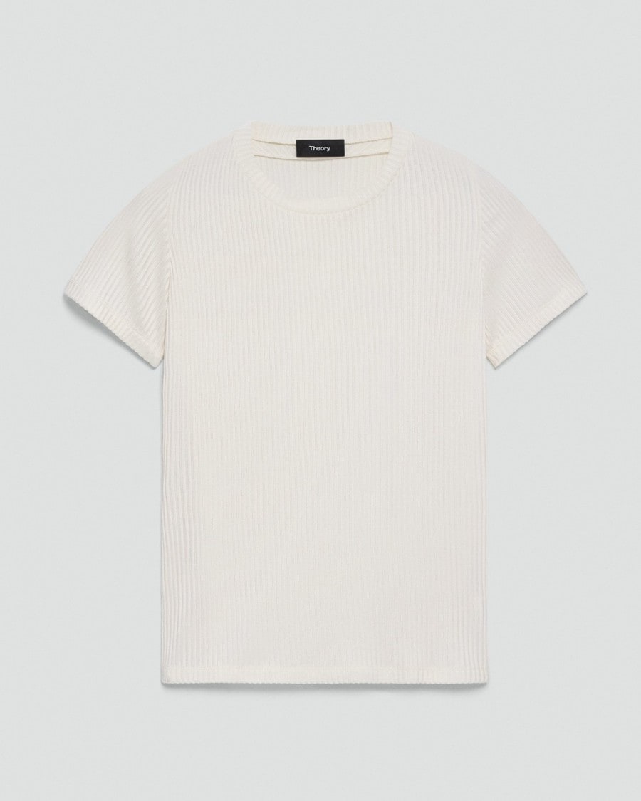 Shrunken Crewneck Tee in Ribbed Cotton-Blend
