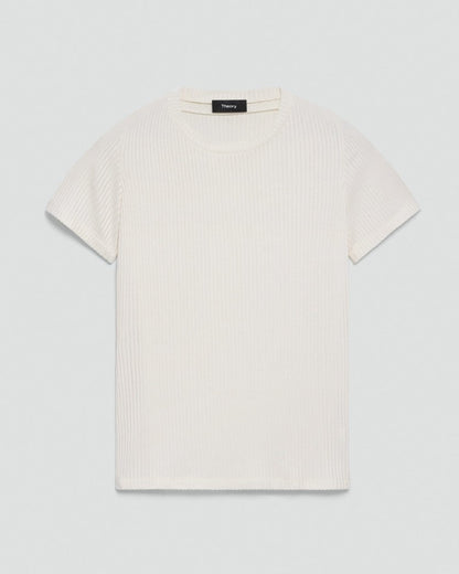 Shrunken Crewneck Tee in Ribbed Cotton-Blend