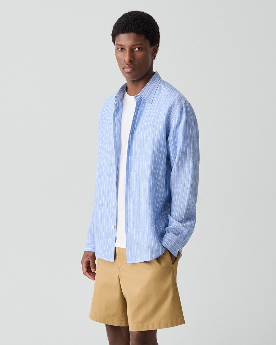 Irving Shirt in Relaxed Linen Stripe