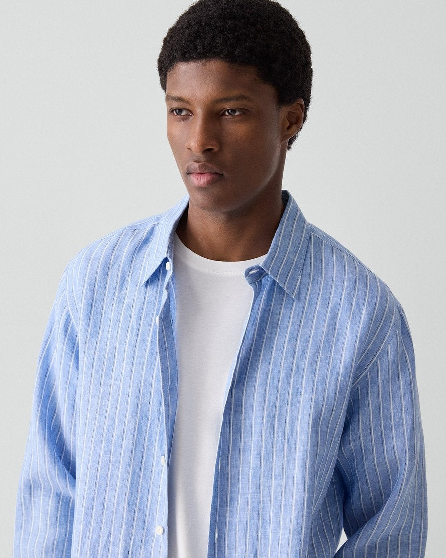 Irving Shirt in Relaxed Linen Stripe