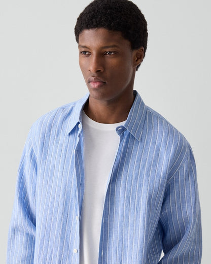 Irving Shirt in Relaxed Linen Stripe