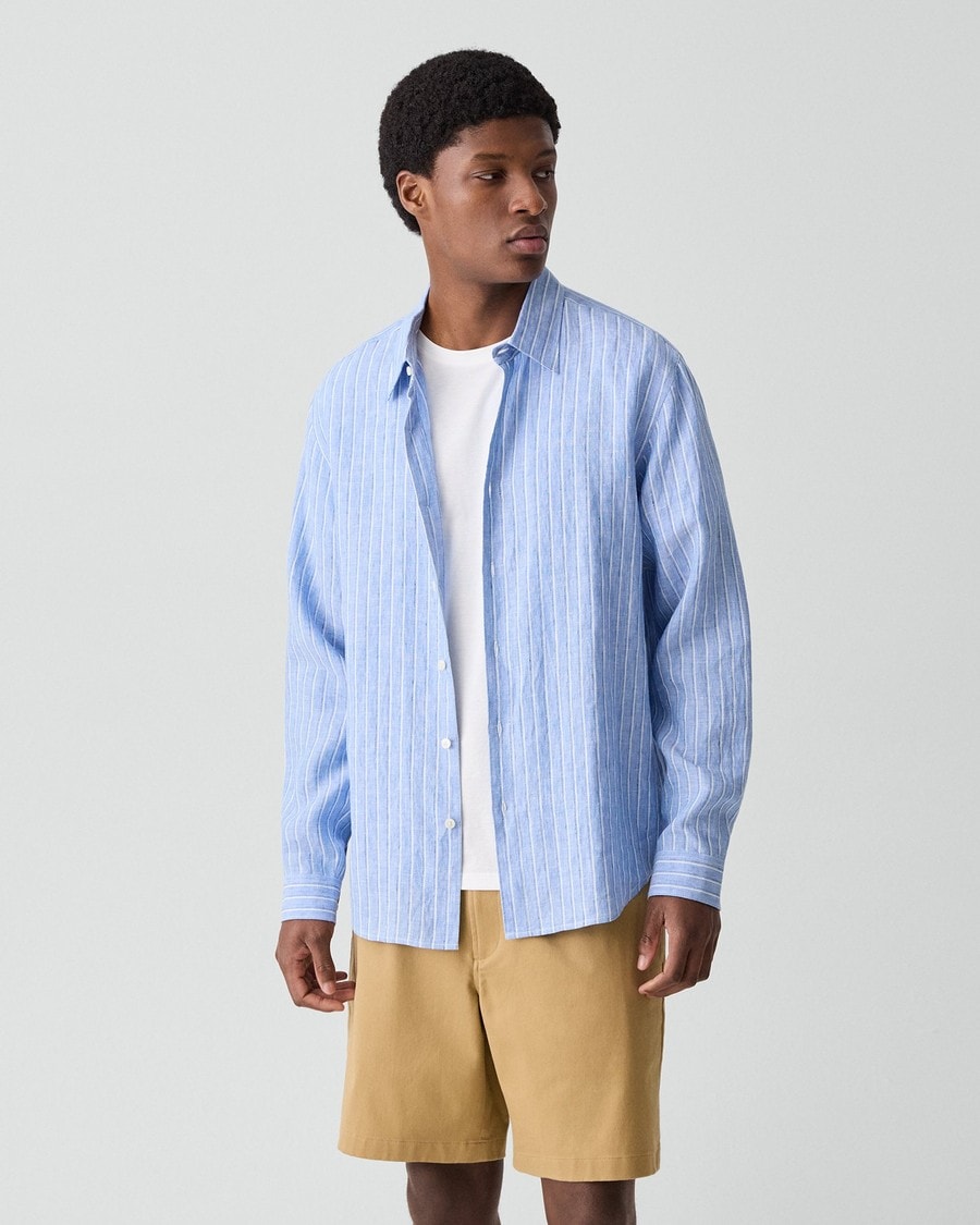 Irving Shirt in Relaxed Linen Stripe