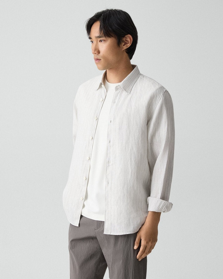 Irving Shirt in Relaxed Linen Stripe