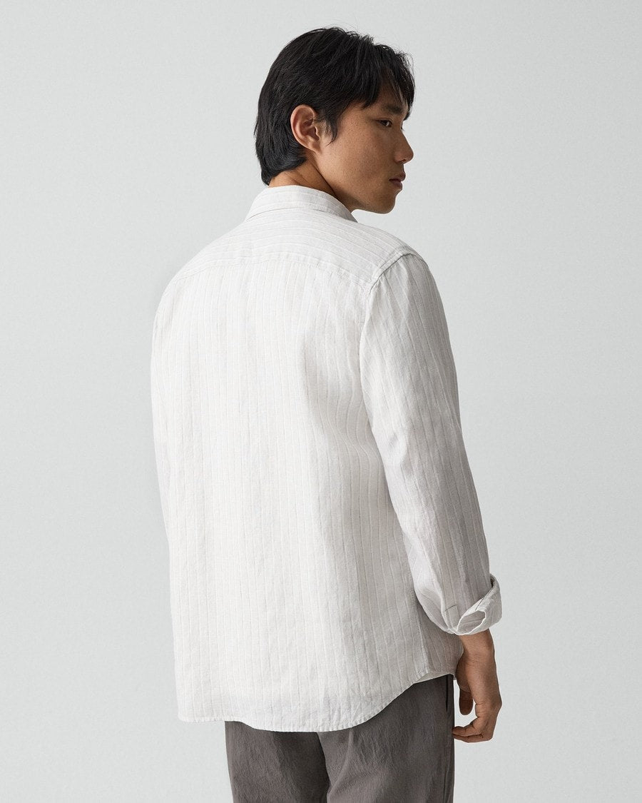 Irving Shirt in Relaxed Linen Stripe