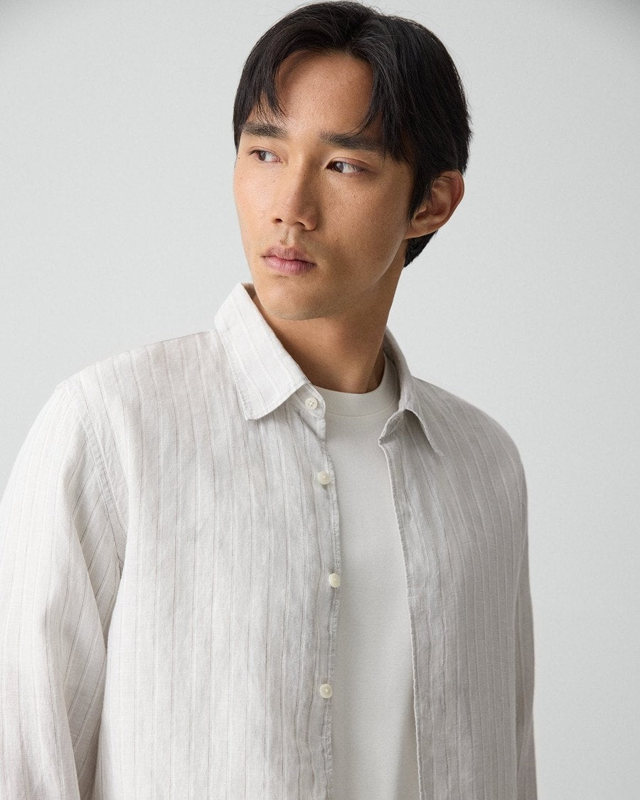 Irving Shirt in Relaxed Linen Stripe