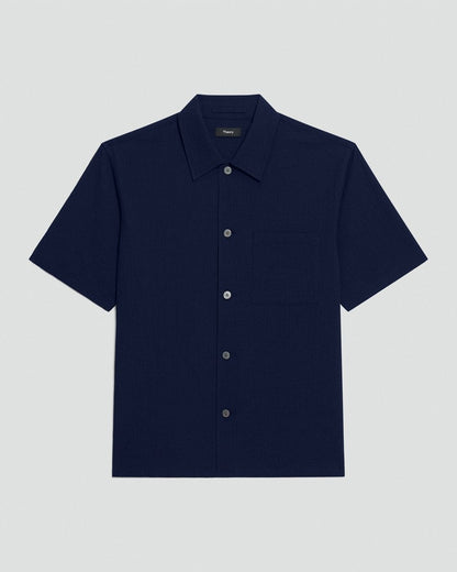 Short-Sleeve Shirt in Textured Stretch Cotton