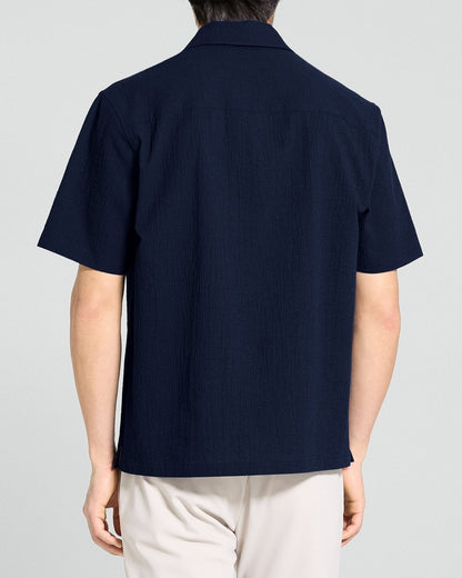 Short-Sleeve Shirt in Textured Stretch Cotton