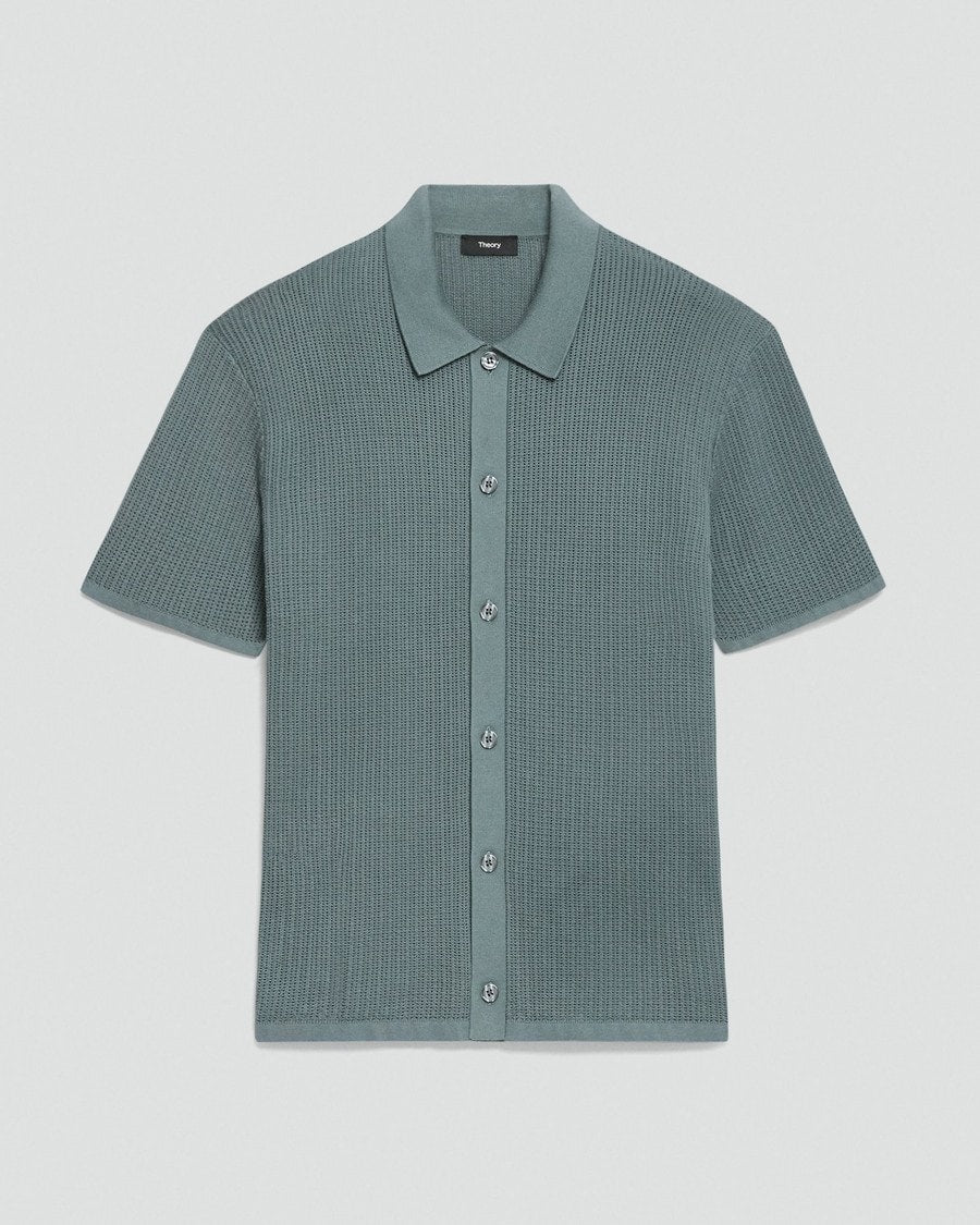 Mesh Button-Up Shirt in Cotton