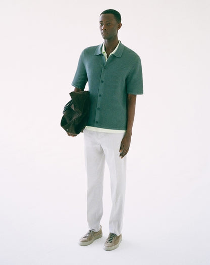 Mesh Button-Up Shirt in Cotton