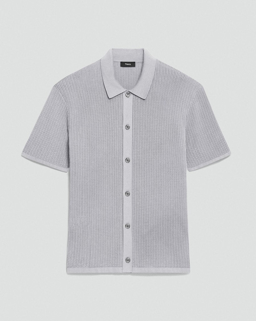 Mesh Button-Up Shirt in Cotton