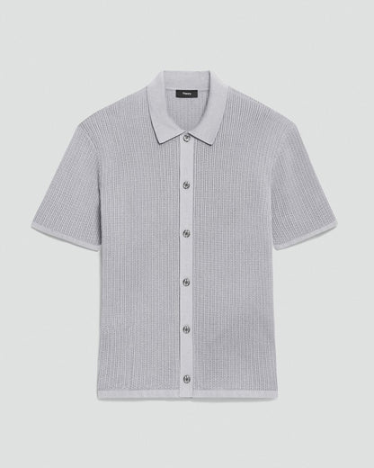 Mesh Button-Up Shirt in Cotton