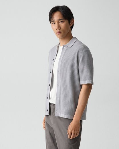 Mesh Button-Up Shirt in Cotton