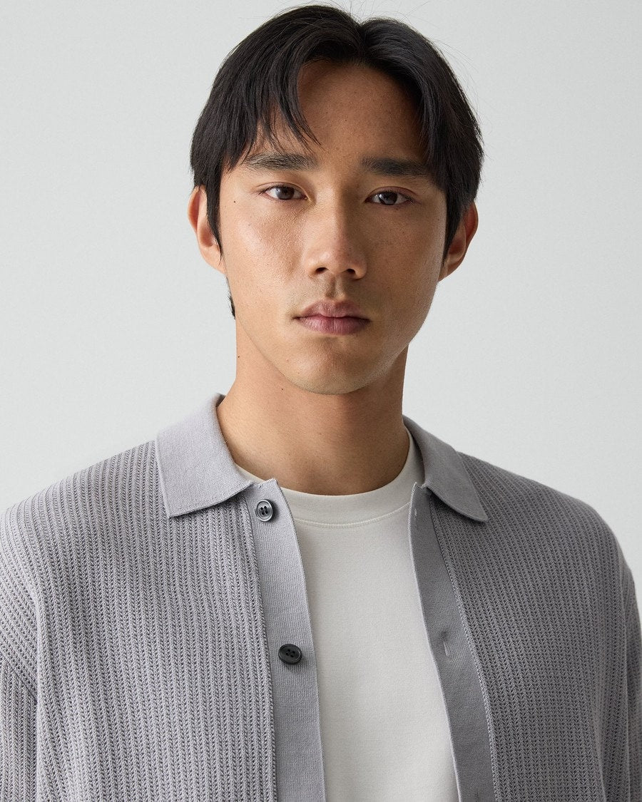 Mesh Button-Up Shirt in Cotton