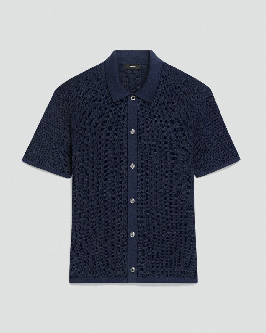 Mesh Button-Up Shirt in Cotton