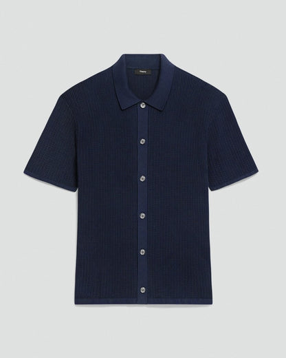 Mesh Button-Up Shirt in Cotton