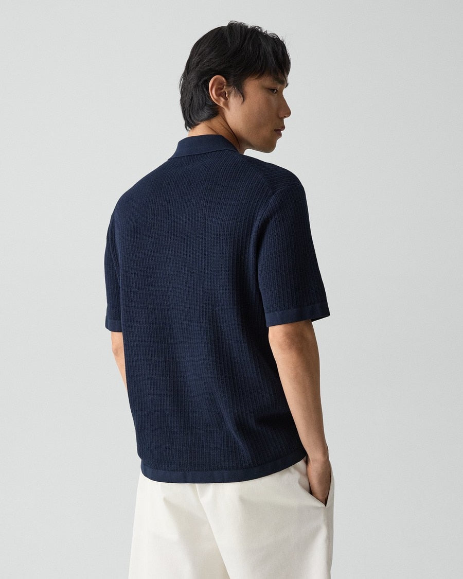 Mesh Button-Up Shirt in Cotton