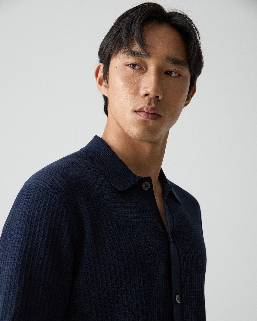 Mesh Button-Up Shirt in Cotton