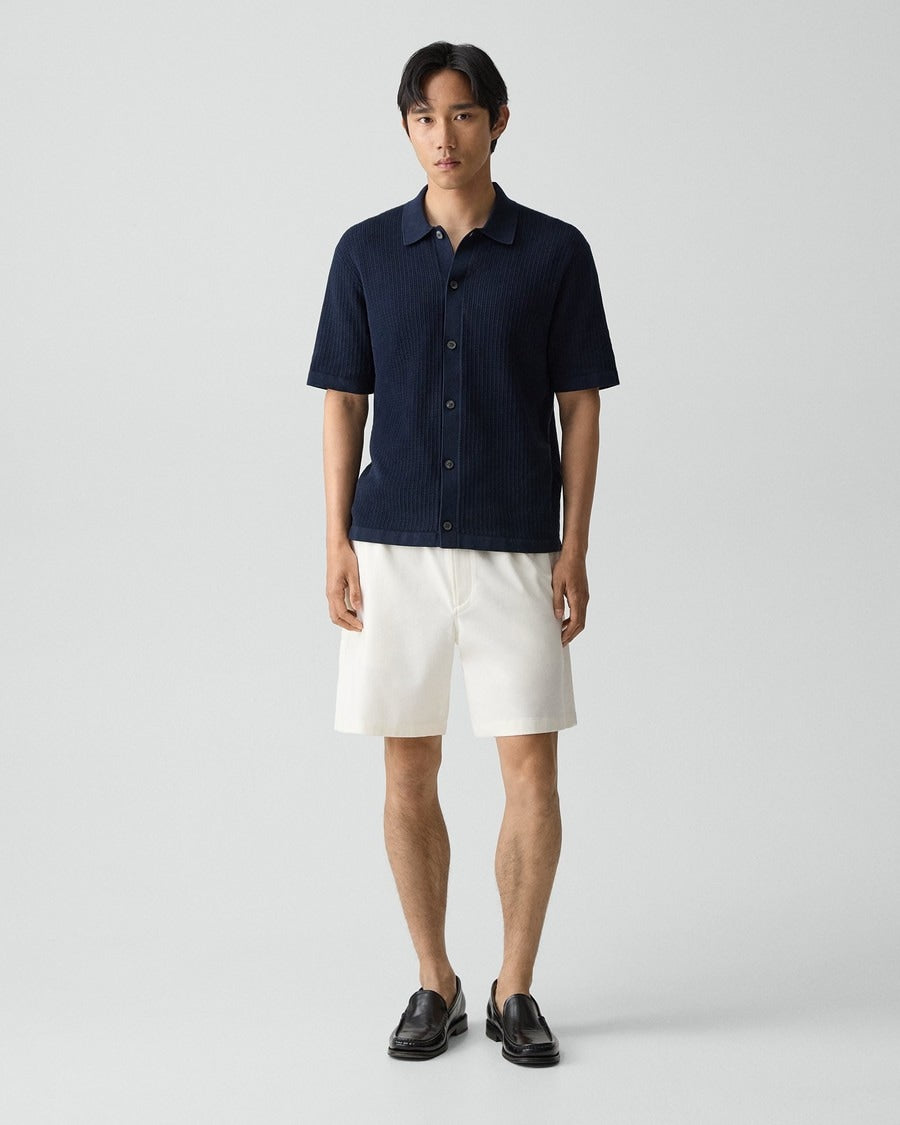 Mesh Button-Up Shirt in Cotton