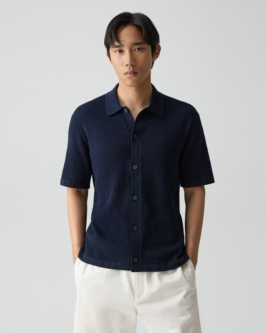 Mesh Button-Up Shirt in Cotton