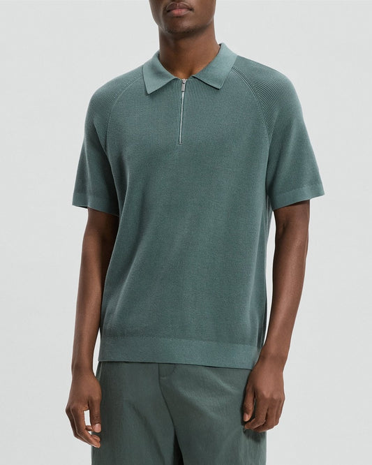 Zip Polo Shirt in Cotton