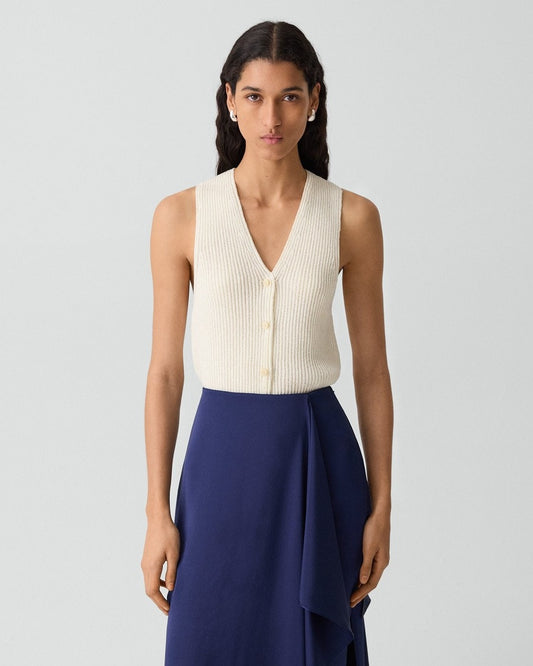 Sweater Vest in Ribbed Cotton 