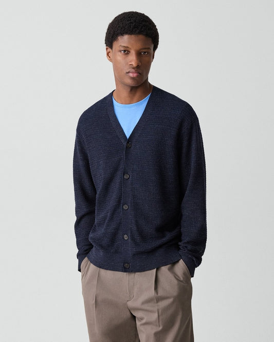 V-Neck Cardigan in Pacific Linen