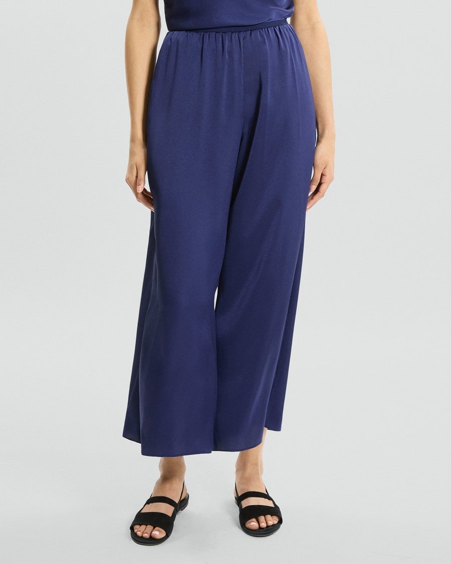 Cropped Fluid Pant in Crushed Satin
