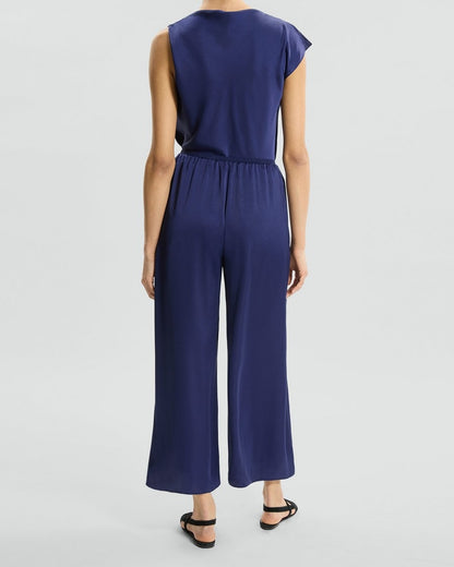 Cropped Fluid Pant in Crushed Satin