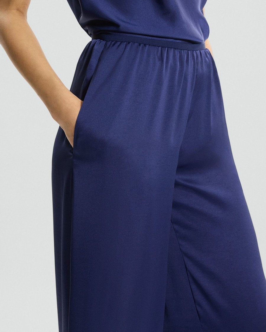 Cropped Fluid Pant in Crushed Satin