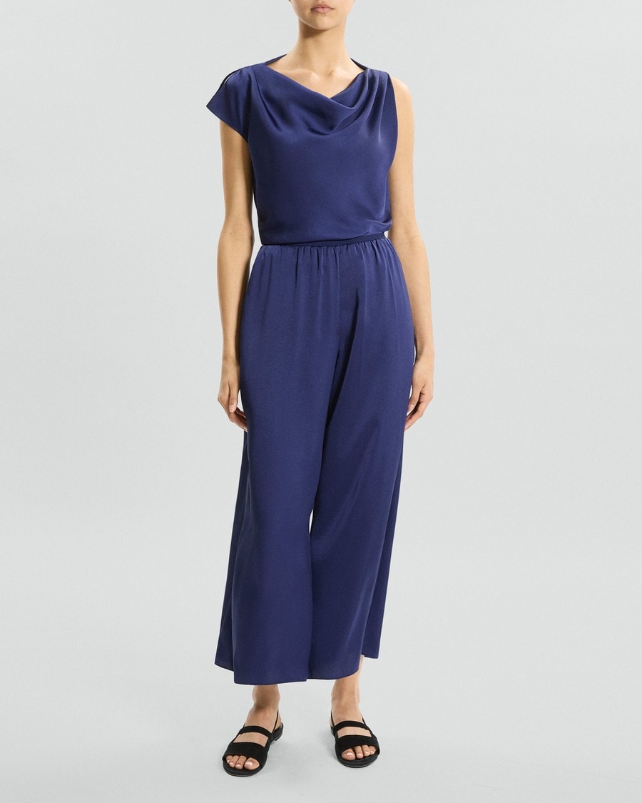 Cropped Fluid Pant in Crushed Satin