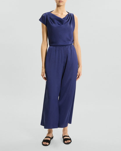 Cropped Fluid Pant in Crushed Satin