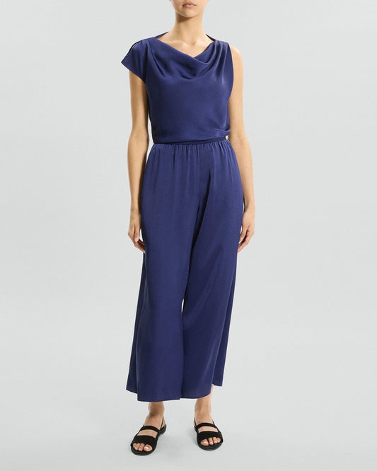 Cropped Fluid Pant in Crushed Satin