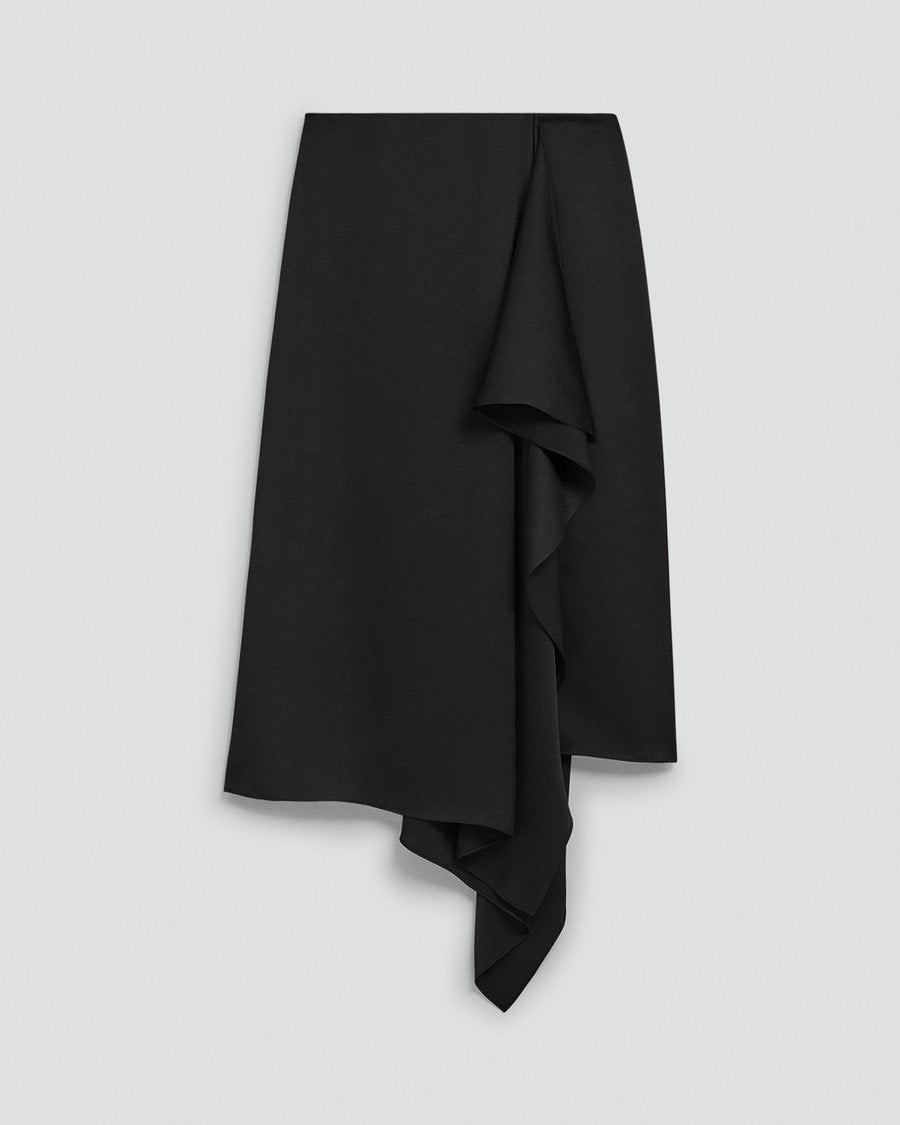 Draped Sarong Skirt in Crushed Satin