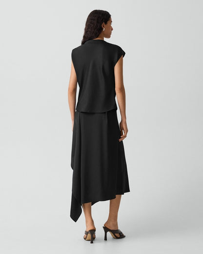 Draped Sarong Skirt in Crushed Satin