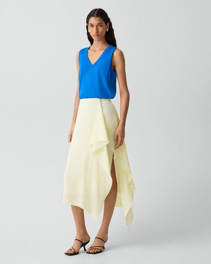 Draped Sarong Skirt in Crushed Satin