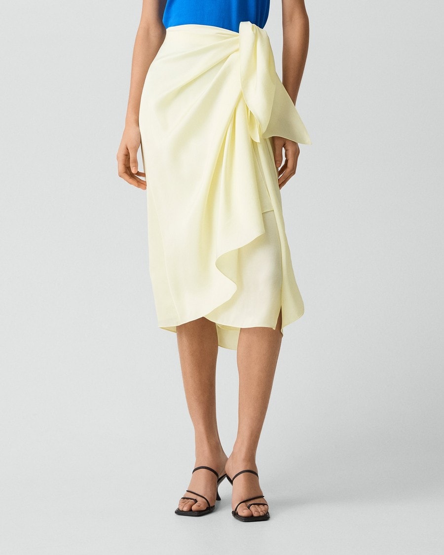 Draped Sarong Skirt in Crushed Satin