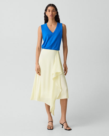 Draped Sarong Skirt in Crushed Satin