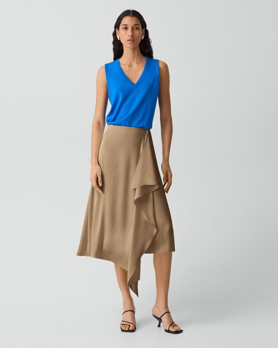 Draped Sarong Skirt in Crushed Satin