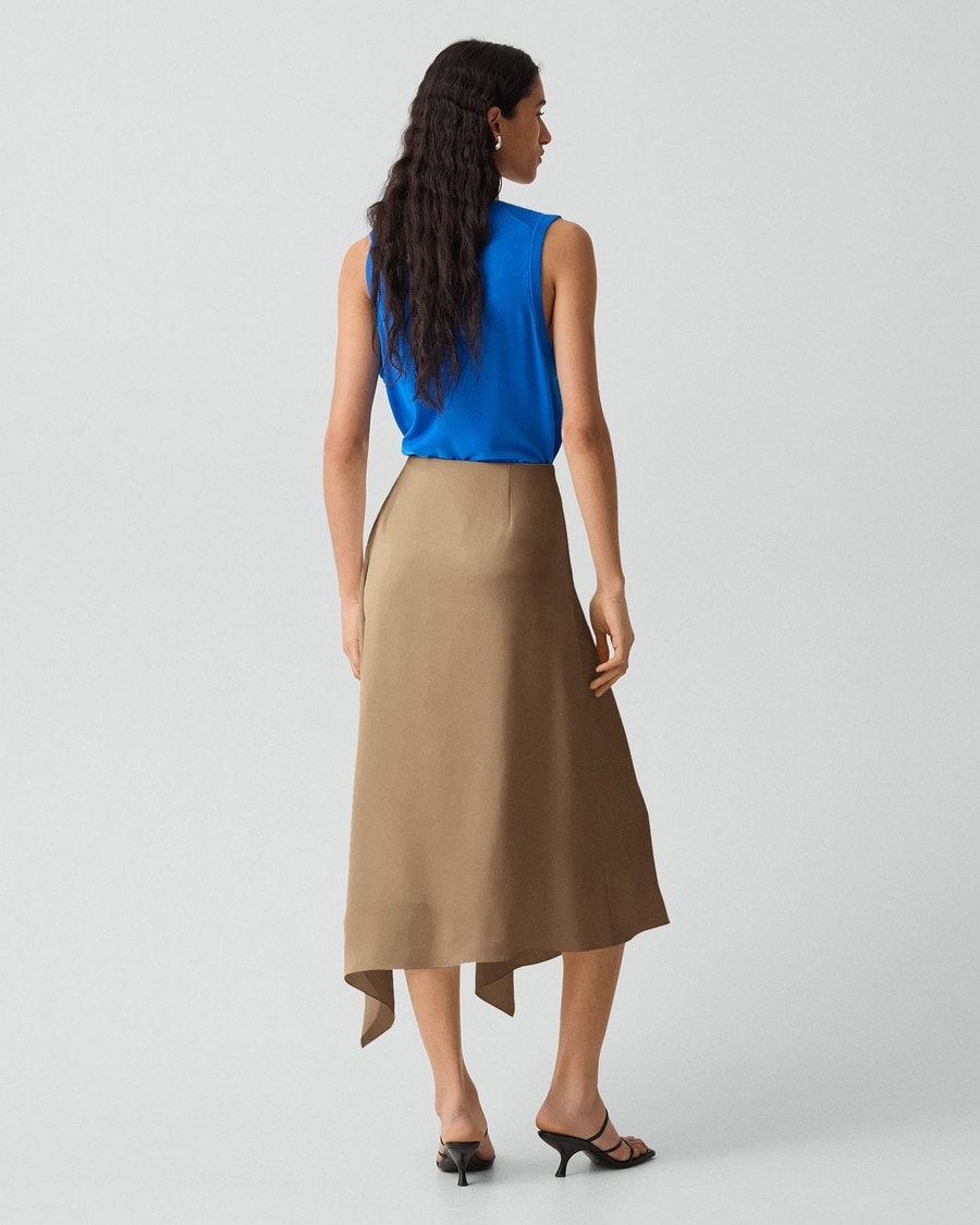 Draped Sarong Skirt in Crushed Satin