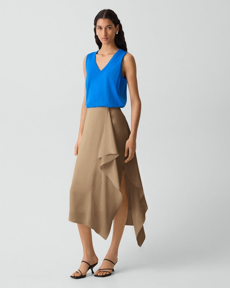 Draped Sarong Skirt in Crushed Satin