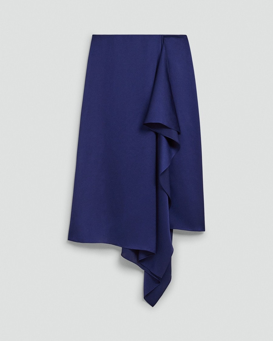 Draped Sarong Skirt in Crushed Satin