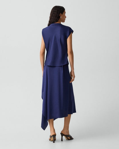 Draped Sarong Skirt in Crushed Satin