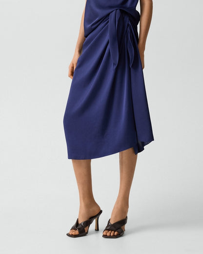 Draped Sarong Skirt in Crushed Satin