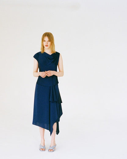 Draped Sarong Skirt in Crushed Satin