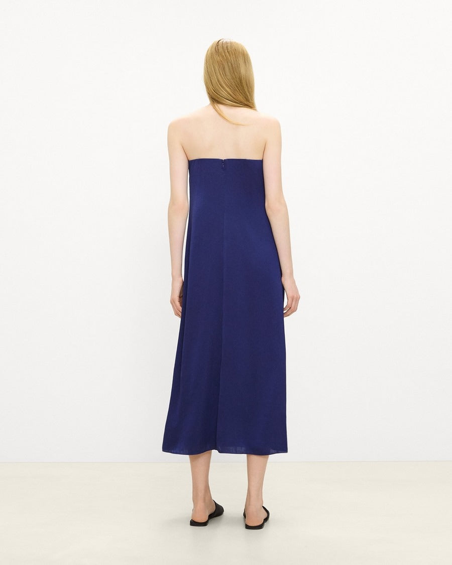 Strapless Maxi Dress in Crushed Satin