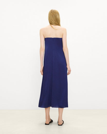 Strapless Maxi Dress in Crushed Satin