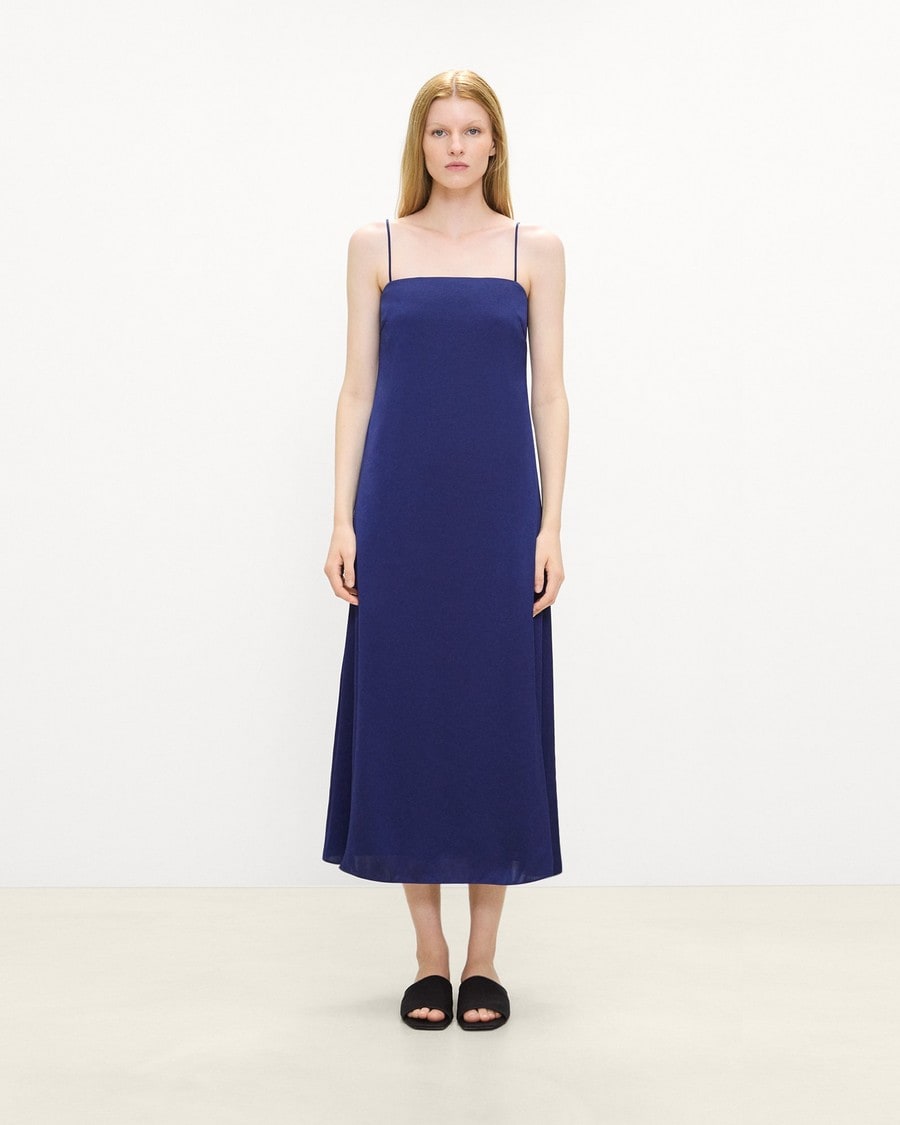 Strapless Maxi Dress in Crushed Satin