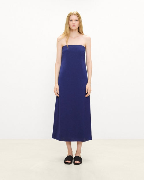Strapless Maxi Dress in Crushed Satin