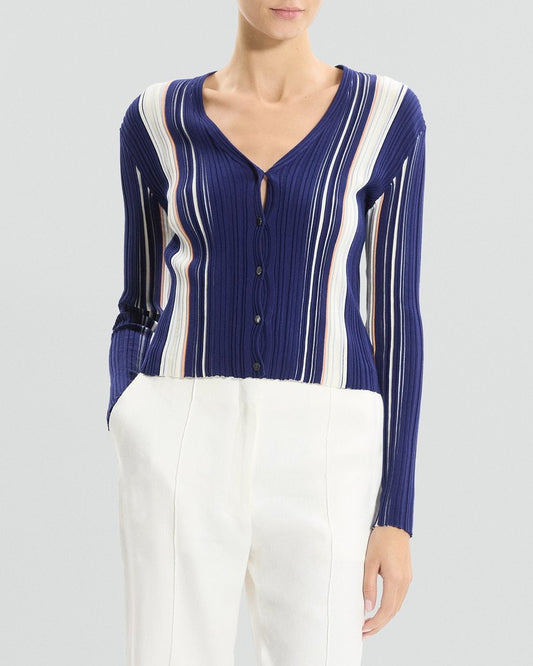 Ribbed Cardigan in Organic Cotton-Blend